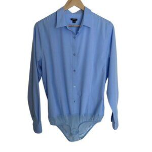 Tapata Blue Button Up Bodysuit Top Medium